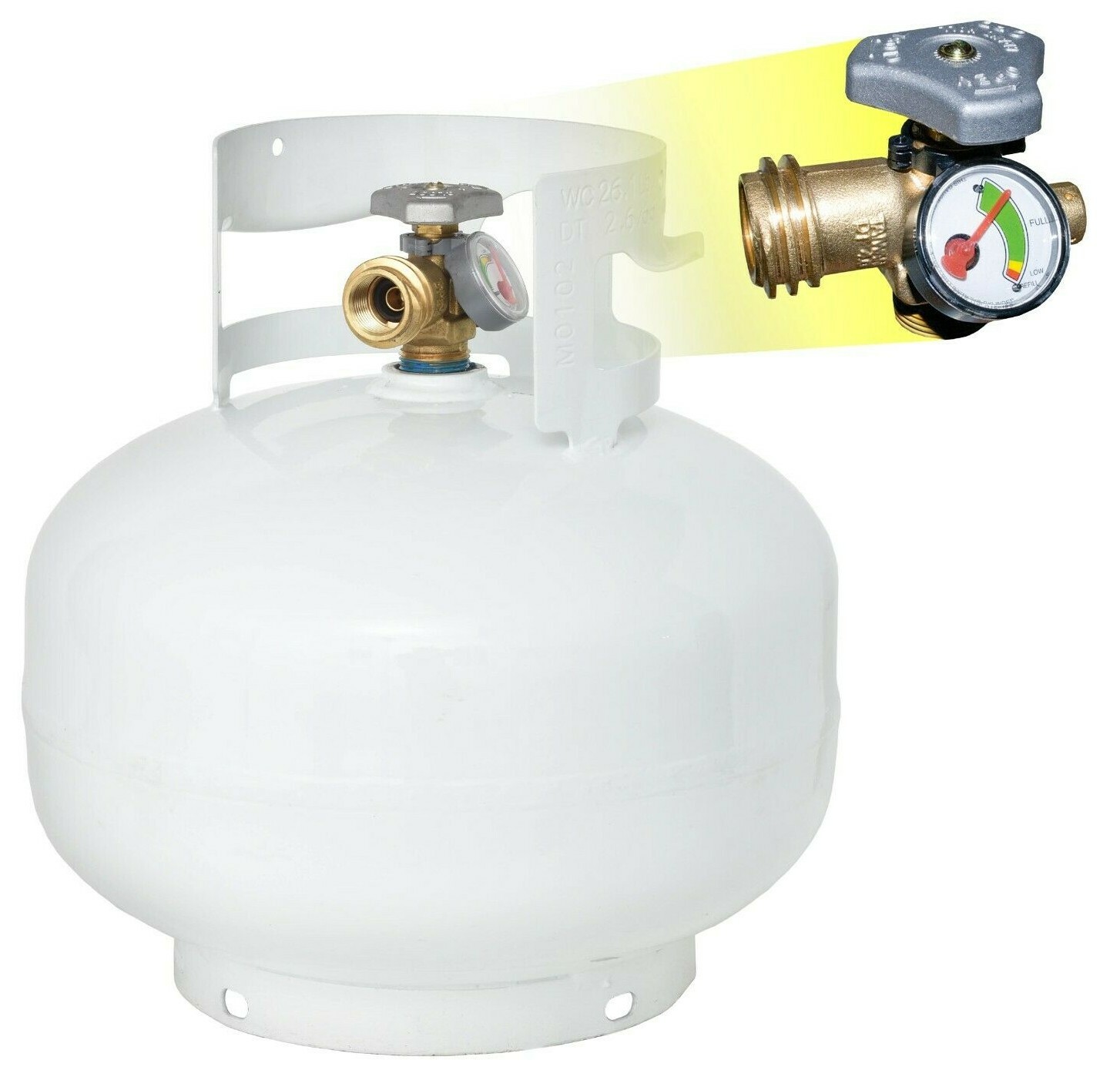 11 lb Squatty Steel Refillable Propane Cylinder with OPD Valve & Built in Gauge