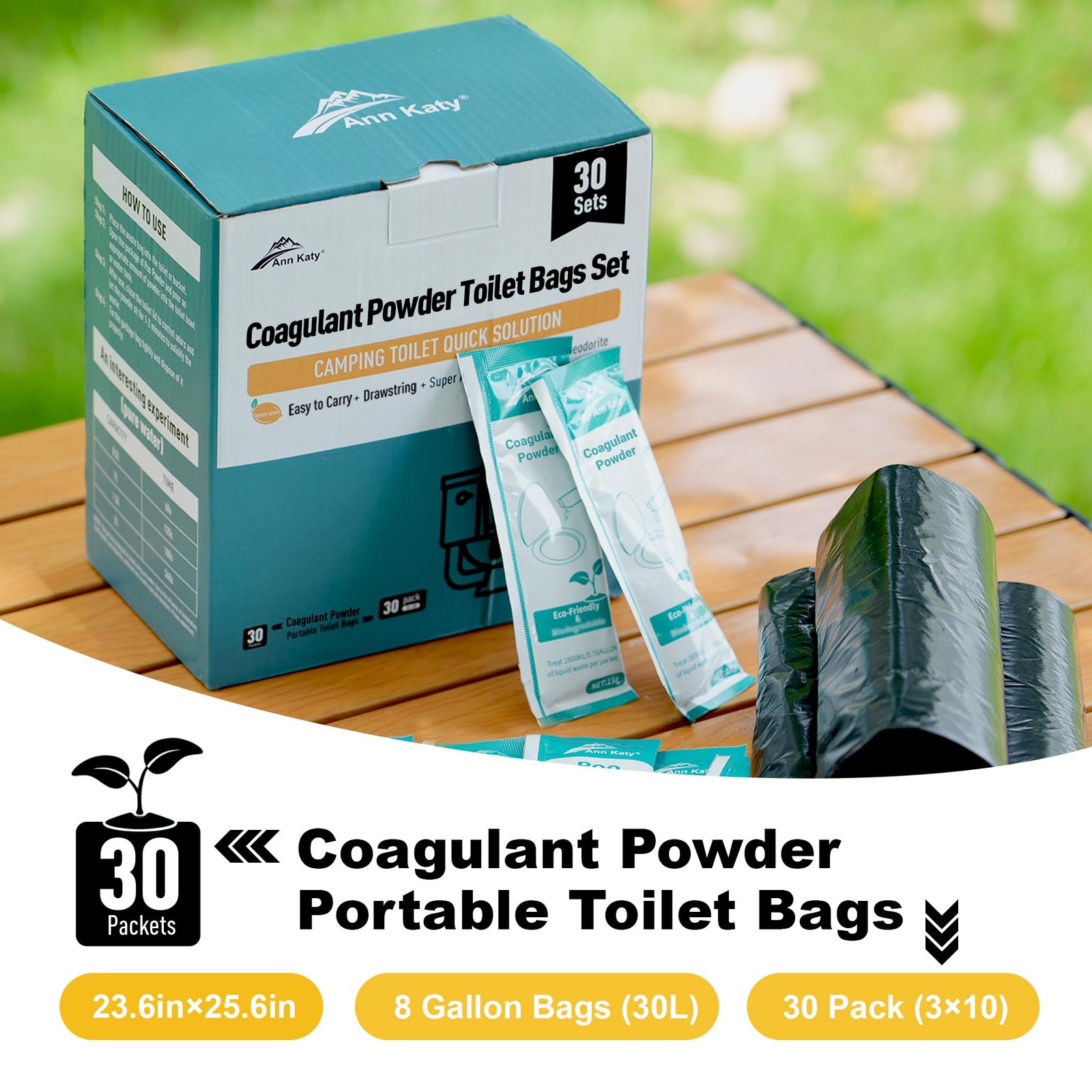 Super Absorbent Polymer 30 Packs,Portable & FastAbsorbing Camp Toilet Chemica…