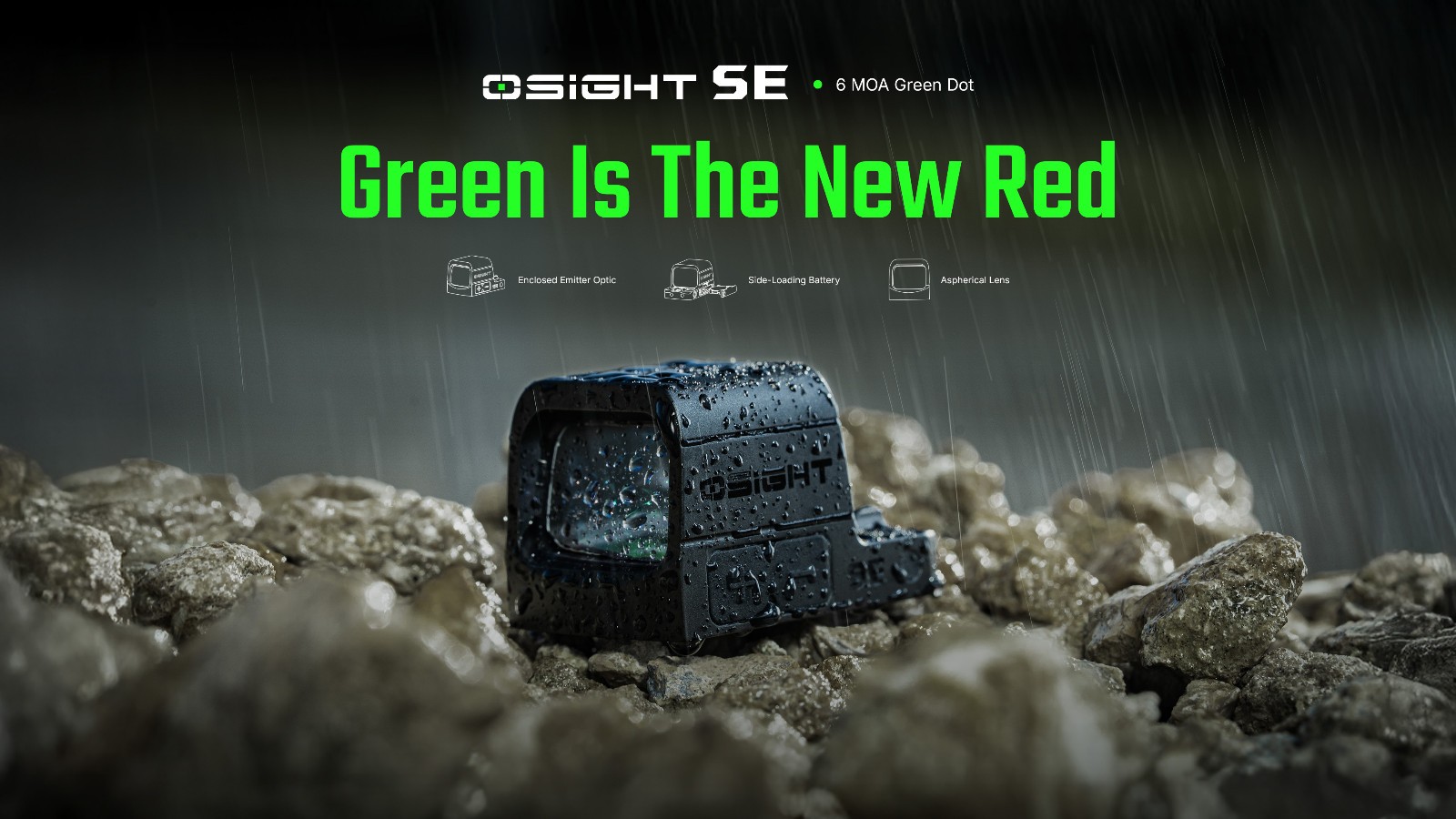 Olight Osight SE RMSc Footprint Enclosed 6 MOA Green Dot Sight w/CR1620