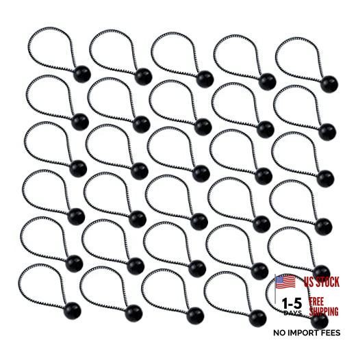 30 Pack Ball Bungee Cord, Dot Bungee Cords with Balls, 5 inch 22mm,Black Dot
