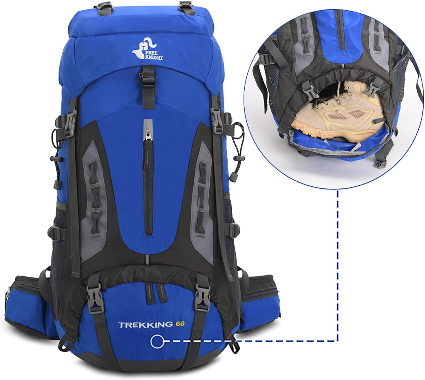 Bseash 60L Hiking Camping Backpack with Rain Cover, Waterproof Large Capacity Ou