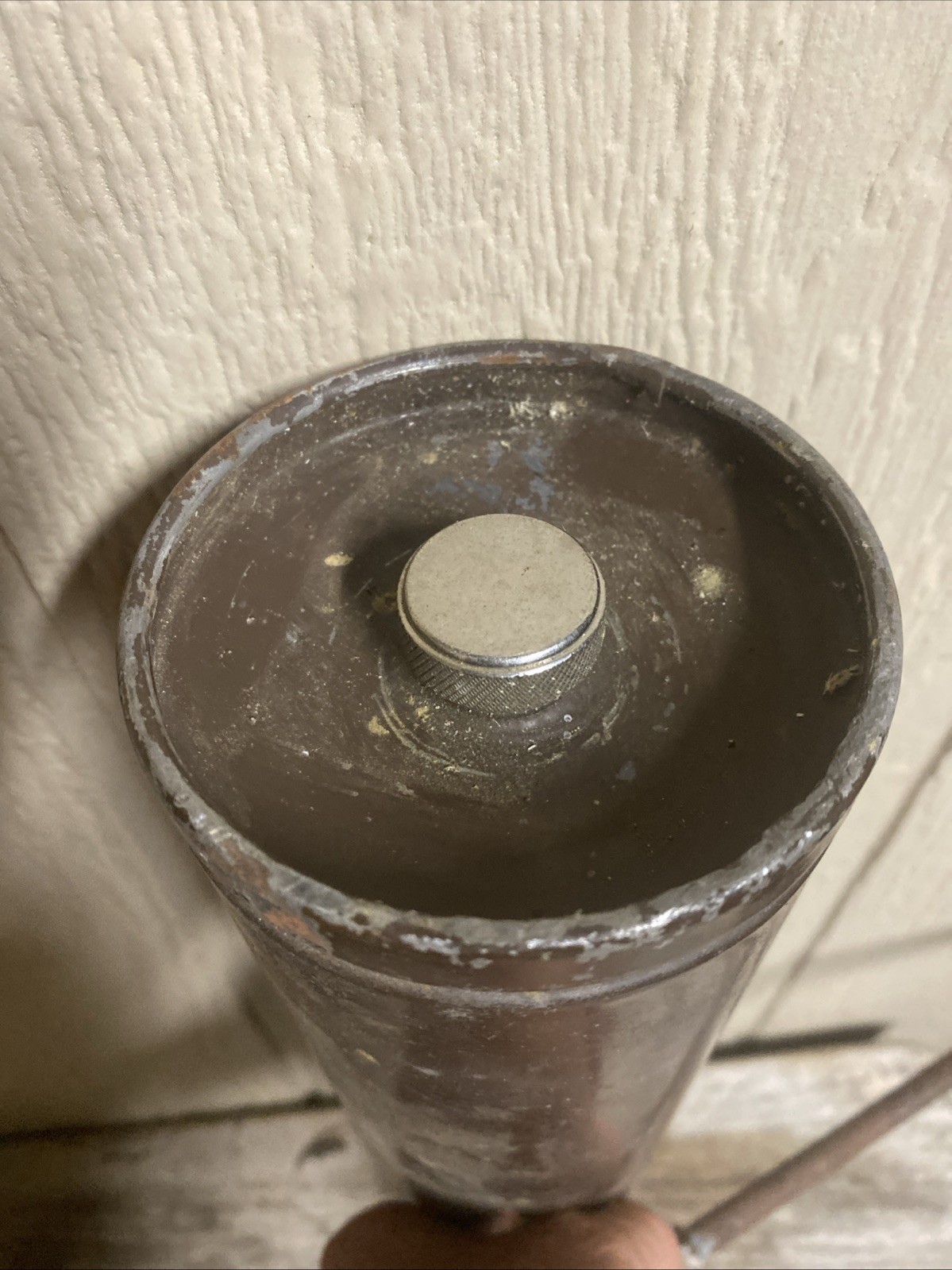 Vintage Coleman ? Round Brown Metal Camp Stove Tank 15 1/2” Long