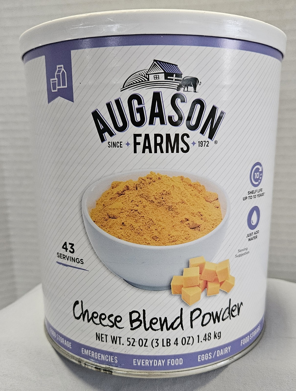 New Augason Farms Cheese Blend Powder #10 Can, Bulk/Camp/Survival Food-10 Year
