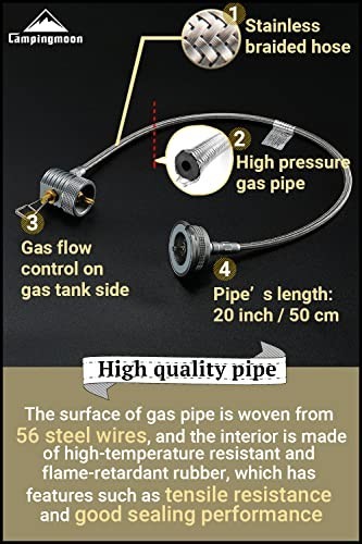 CAMPINGMOON Propane to Butane Adapter Hose with Built-In Regulator
