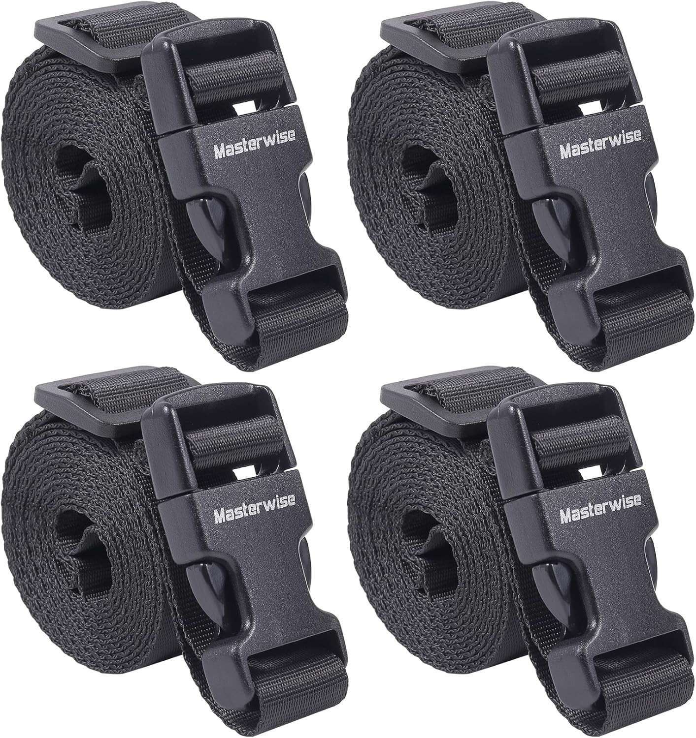 Buckle Straps with Clips, Adjustable Nylon Buckle, 6’x1″, Black