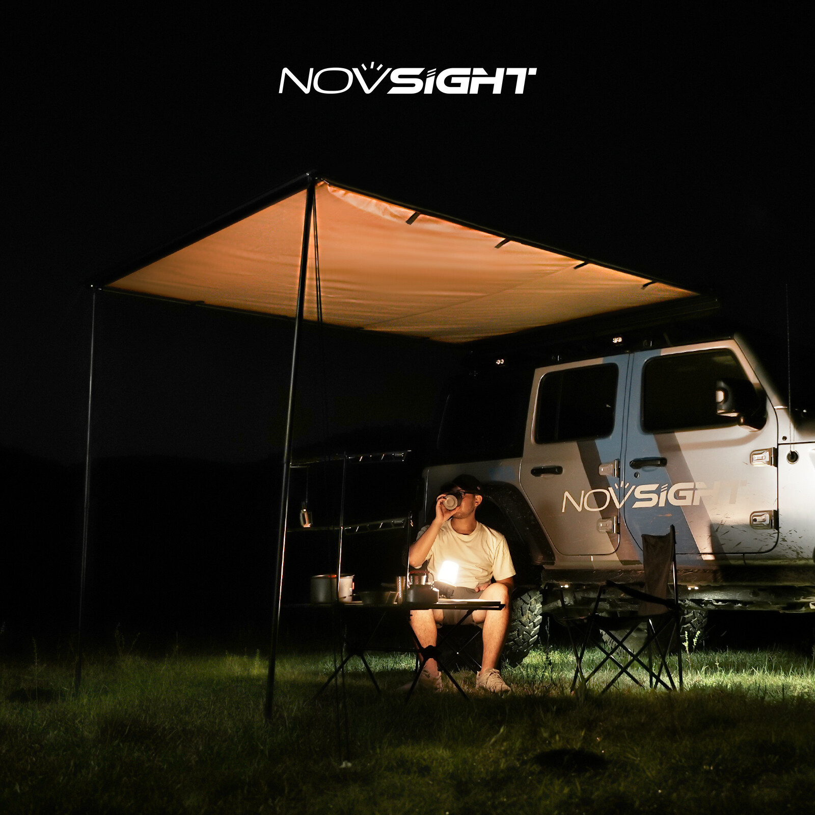5.2X8.2′ NOVSIGHT Car Side Awning SUV Rooftop Tent Sunshade for Outdoor Camping