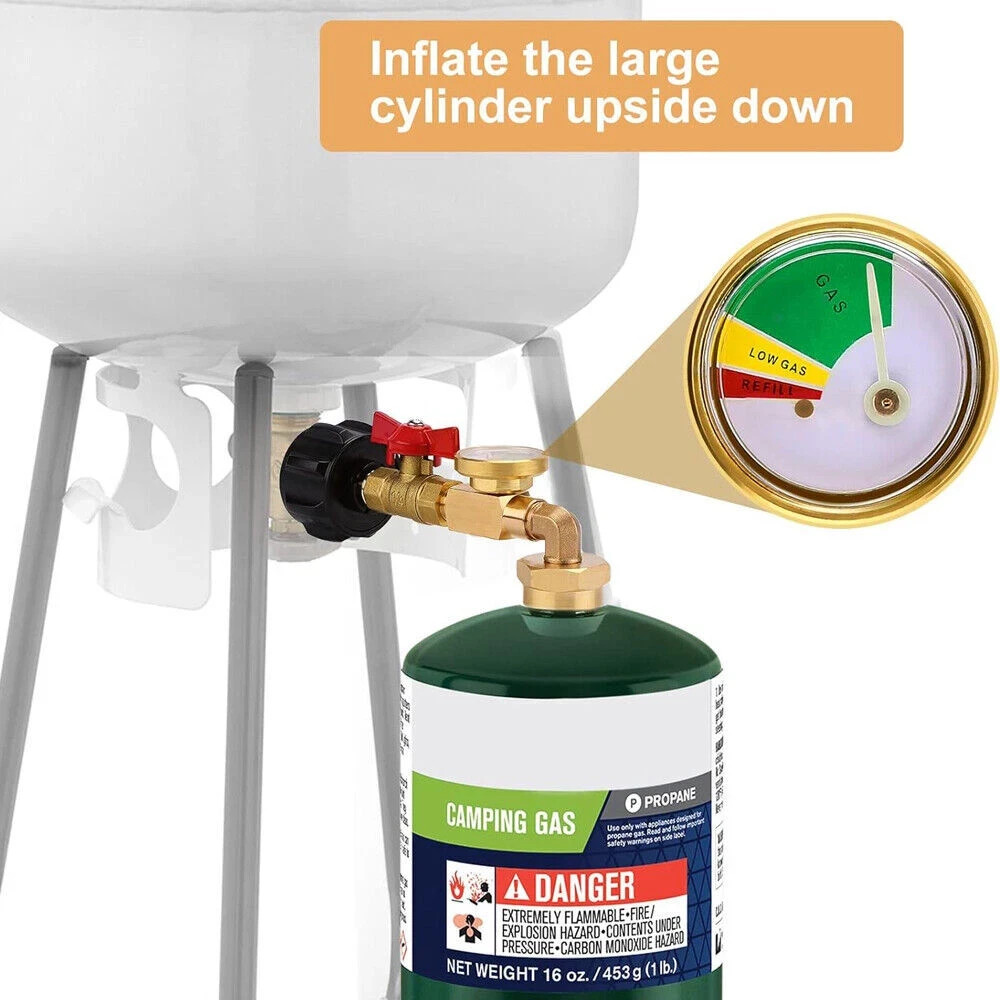 1Lb To 20Lb Tank Propane Refill Adapter With Gauge And ON-Off Control Valve ZD
