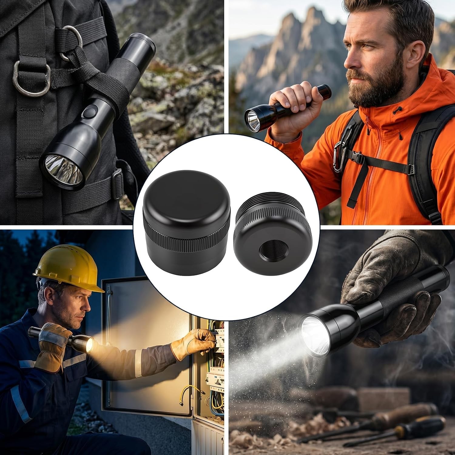 1/2″-28 Threaded Aluminum End Caps, for Maglite D Combo Cell Flashlight