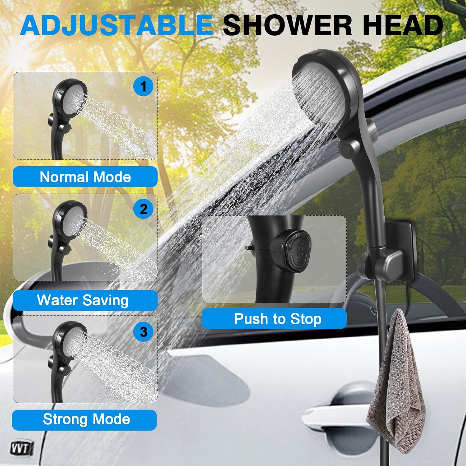 Portable Camping Shower with 7-Gallon Water Jug, Rechargeable Camping Shower New