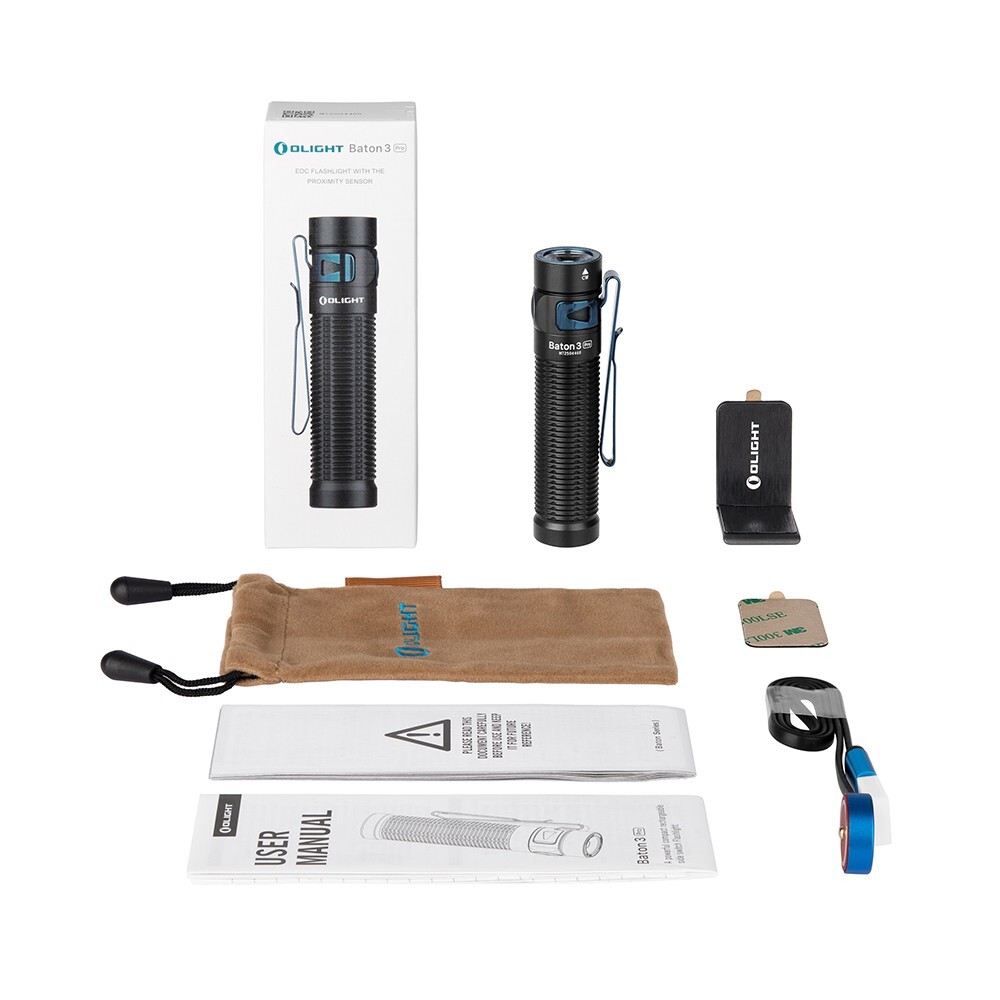 Olight Baton 3 Pro Rechargeable Waterproof Flashlight, 1500 Lumens, Cool White