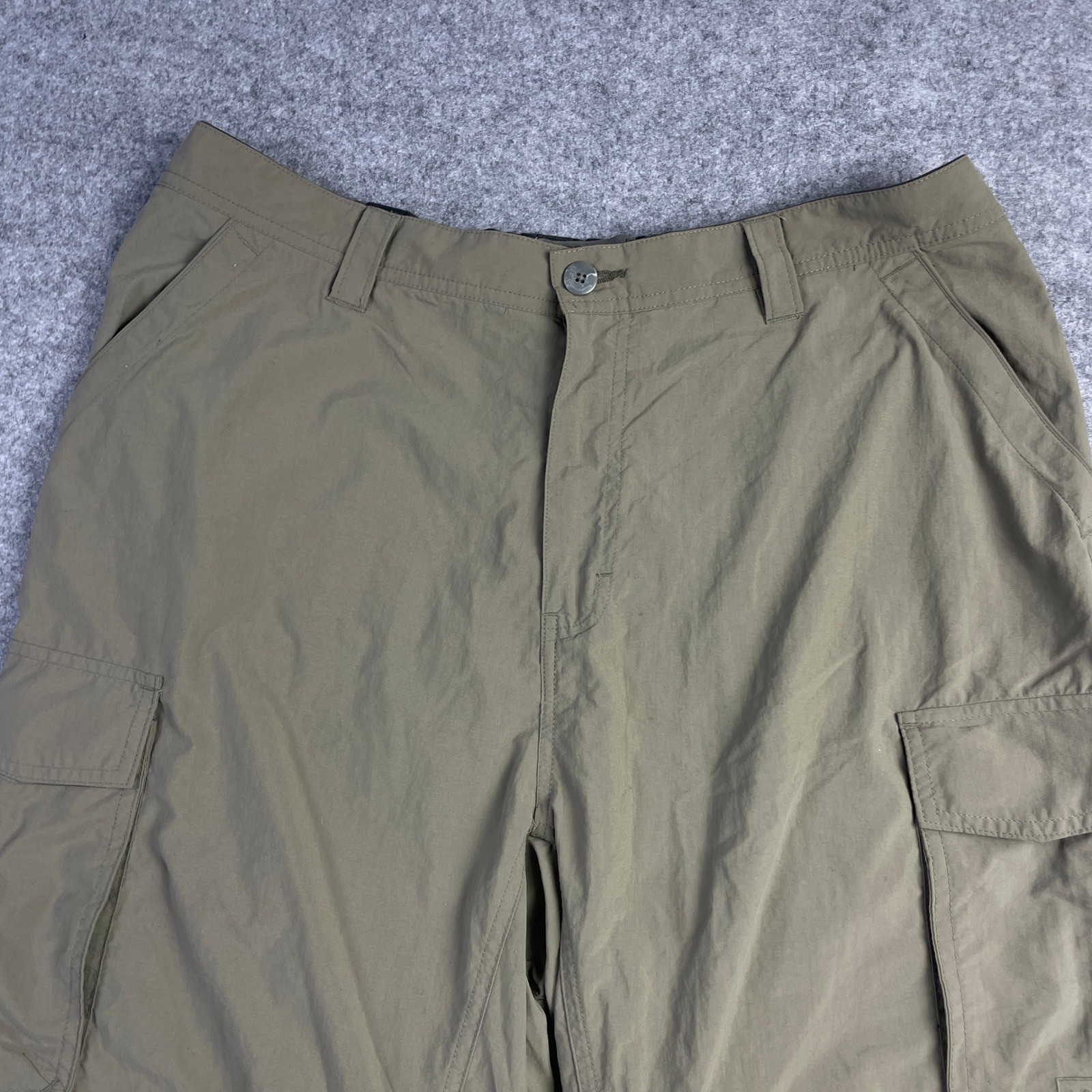 Rei Mens Cargo Pants 34×30 Olive Green Nylon Regular Fit Made in China Relaxed