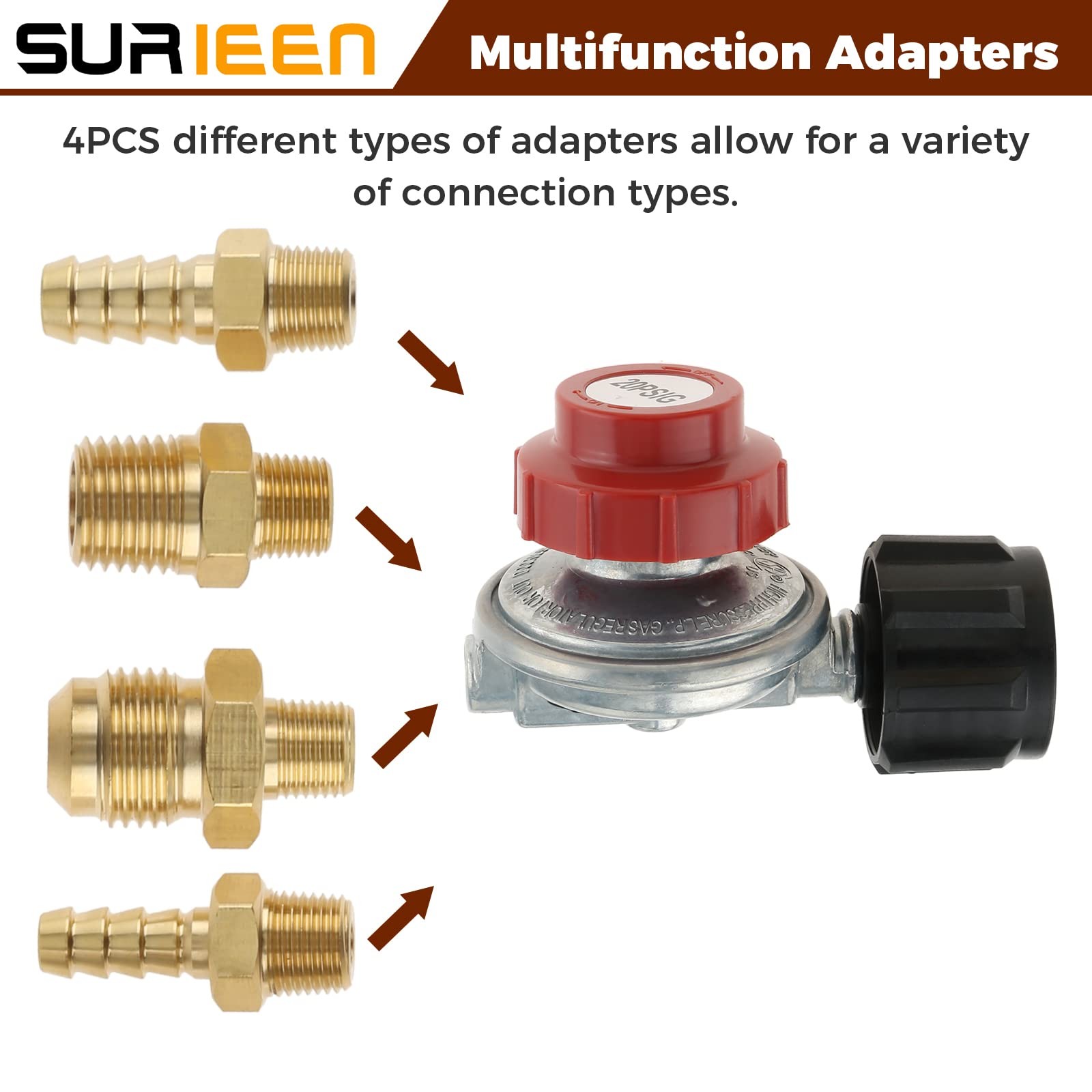 0-20 PSI Adjustable High Pressure Propane Regulator Valve Kit, Silver