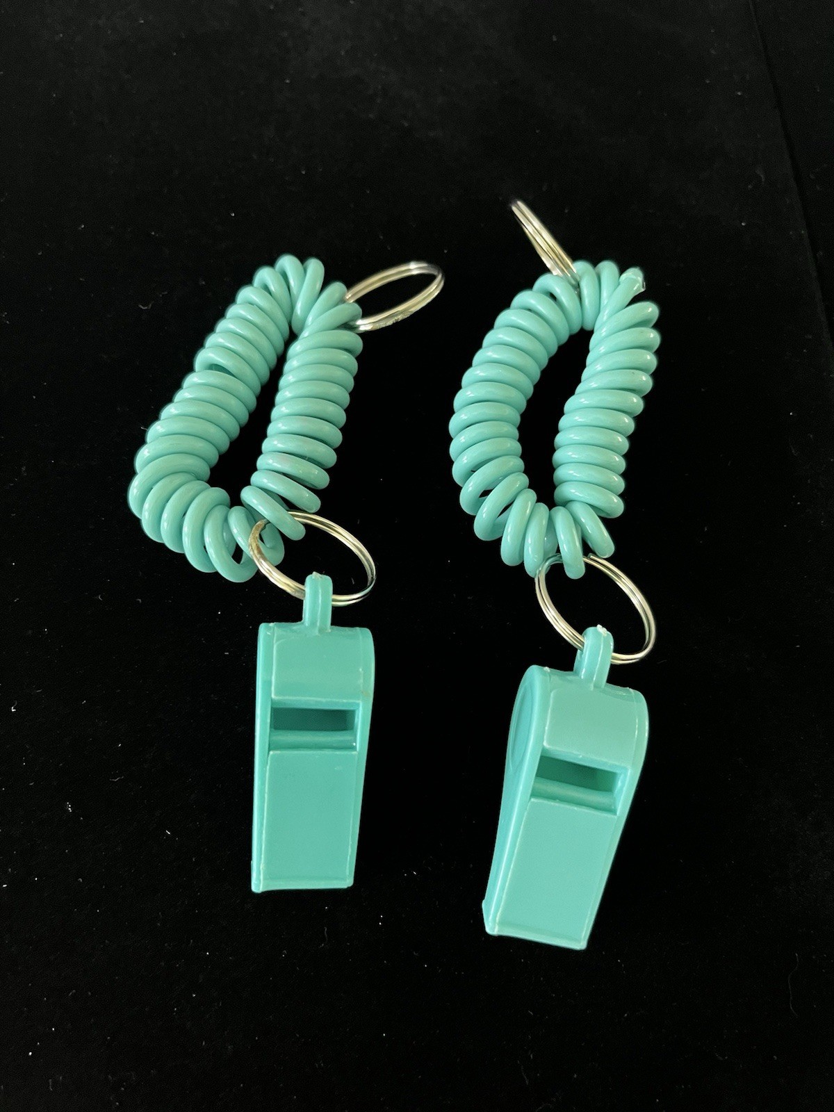 Vintage Whistles Plastic Whistle Stretchable Coil Bracelet Keychain Lot of 2