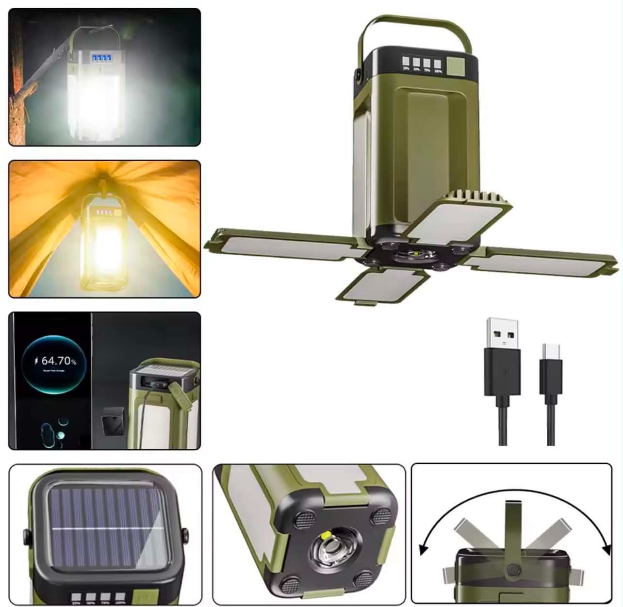 Solar Outdoor Camping Light 4-Blade 90° Expandable Foldable Solar Charging