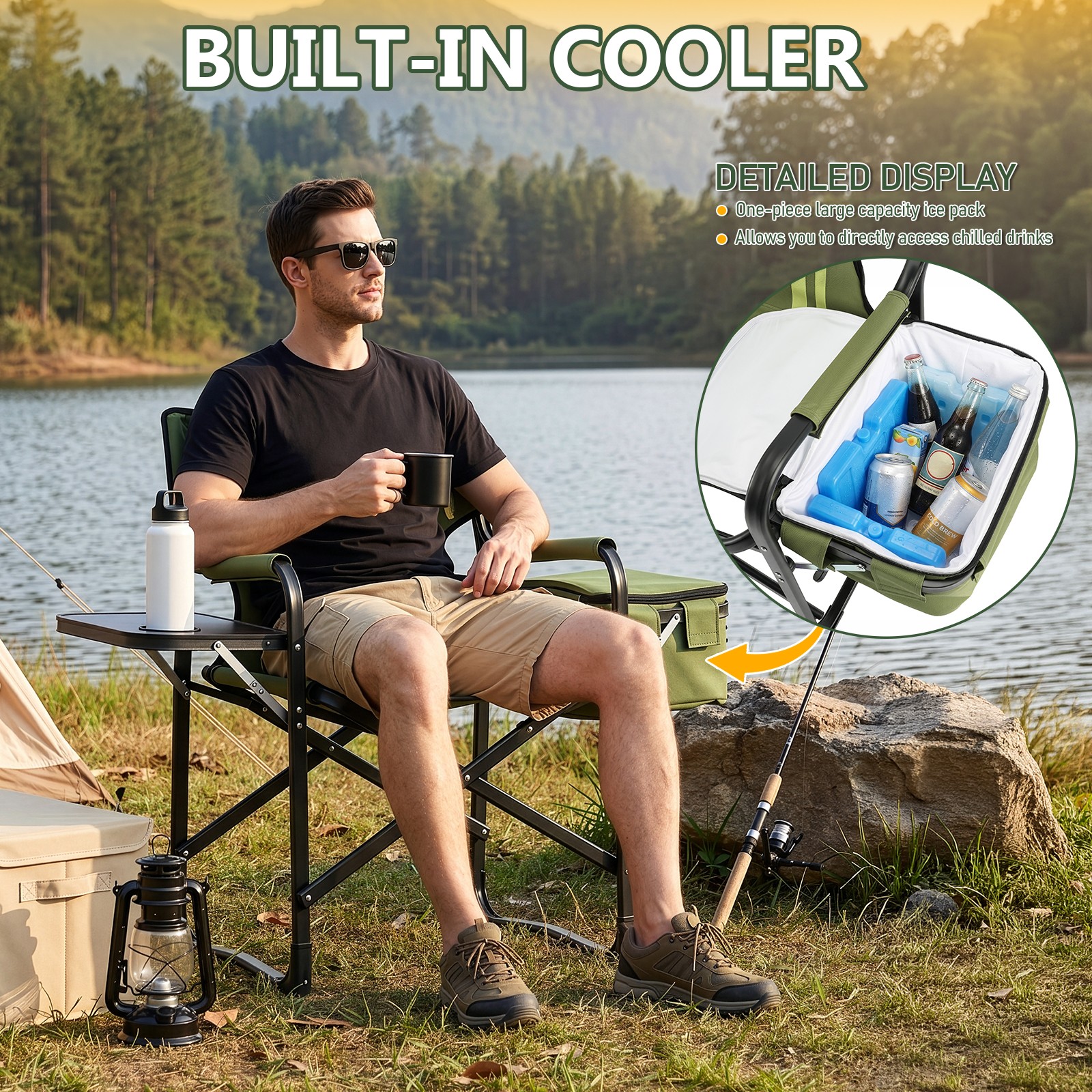 1PC Portable Camping Chair Heavy Duty, Folding Chair for Indoor Outdoor Camping
