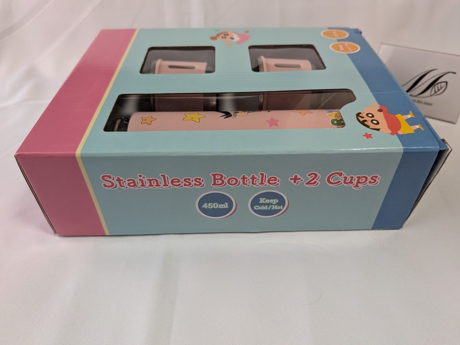 Crayon Shin-chan Stainless Bottle 450ml with 2 Cups Gift Set New