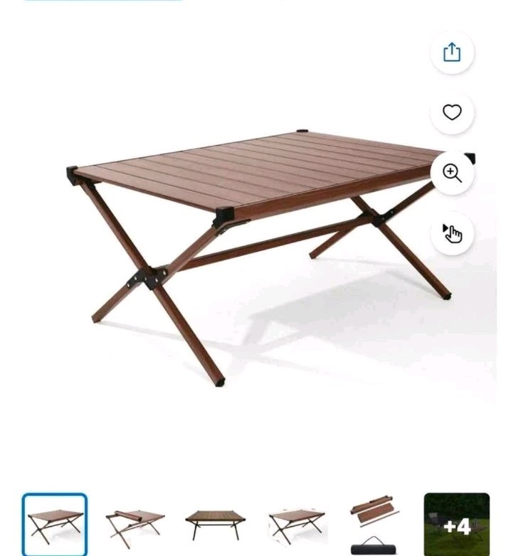 ⛺Ozark Trail Aluminum Roll-Top Camping Table, Dark Brown New 🏞️