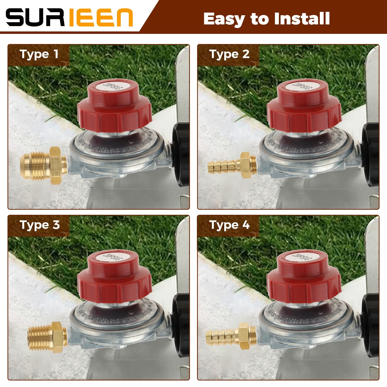 0-20 PSI Adjustable High Pressure Propane Regulator Valve Kit, Silver