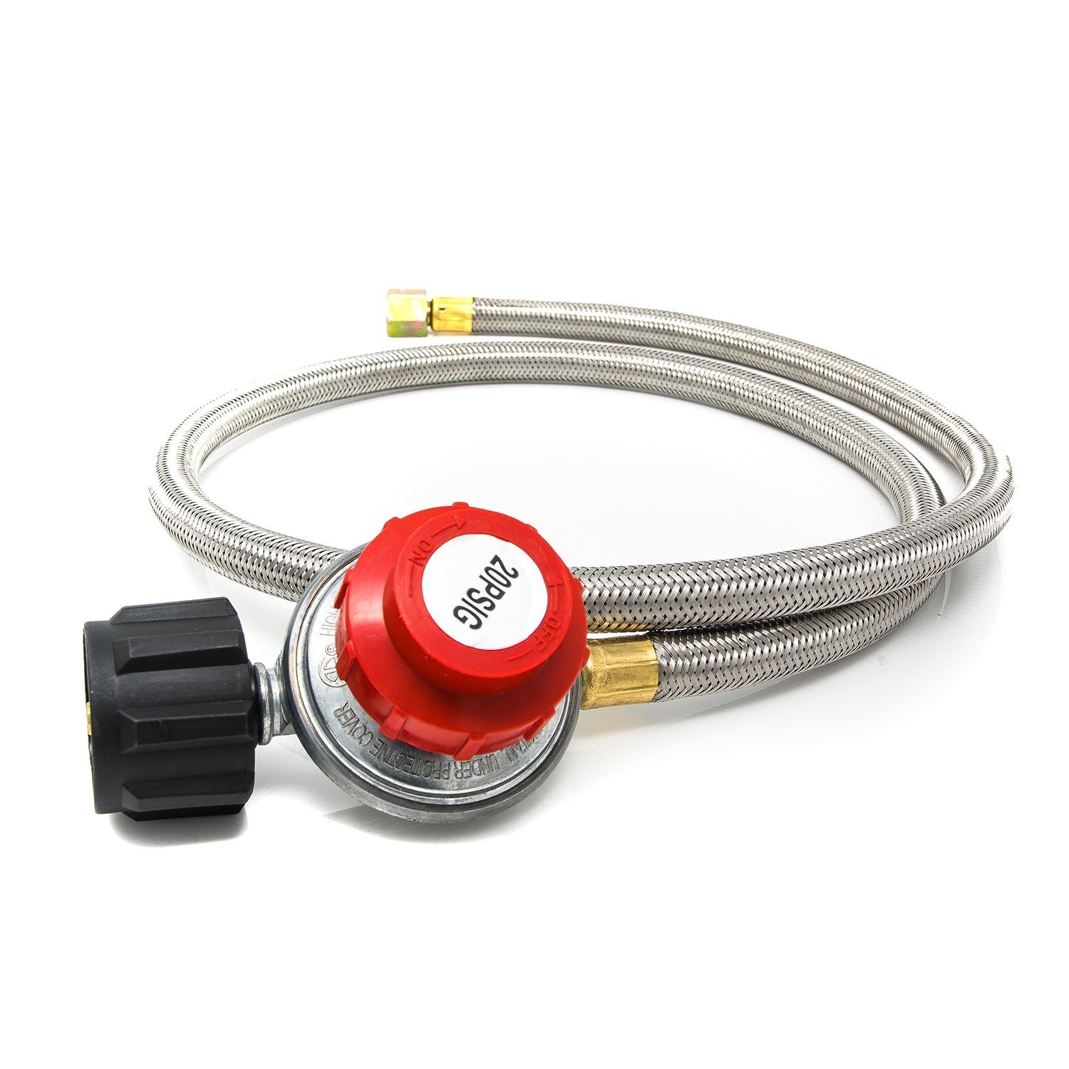 4FT 0-20PSI Adjustable High Pressure Propane Gas Regulator with Hose BBQ Grill