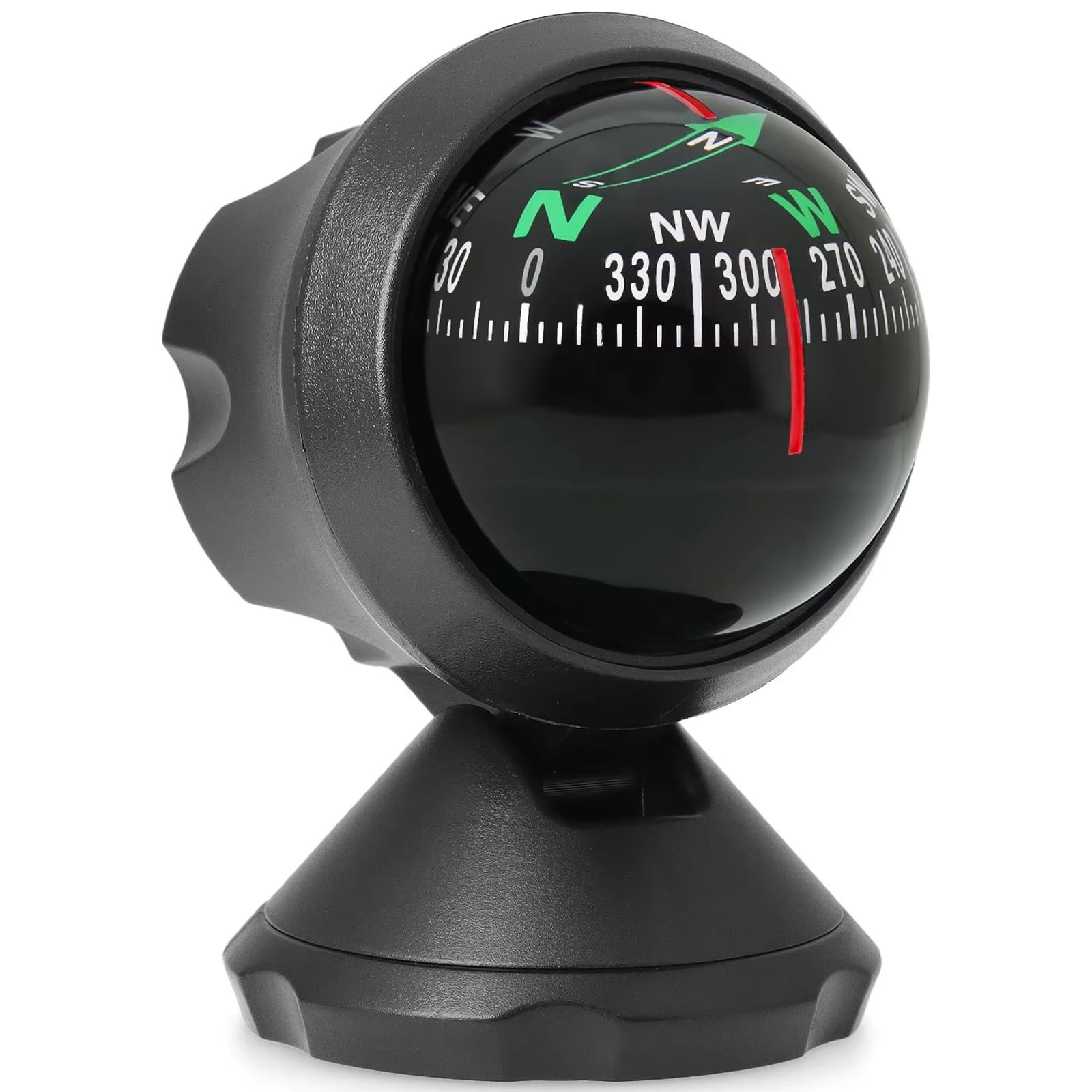 Adjustable Car Dashboard Compass – Portable ABS Guide Ball for Vehicle Travel De