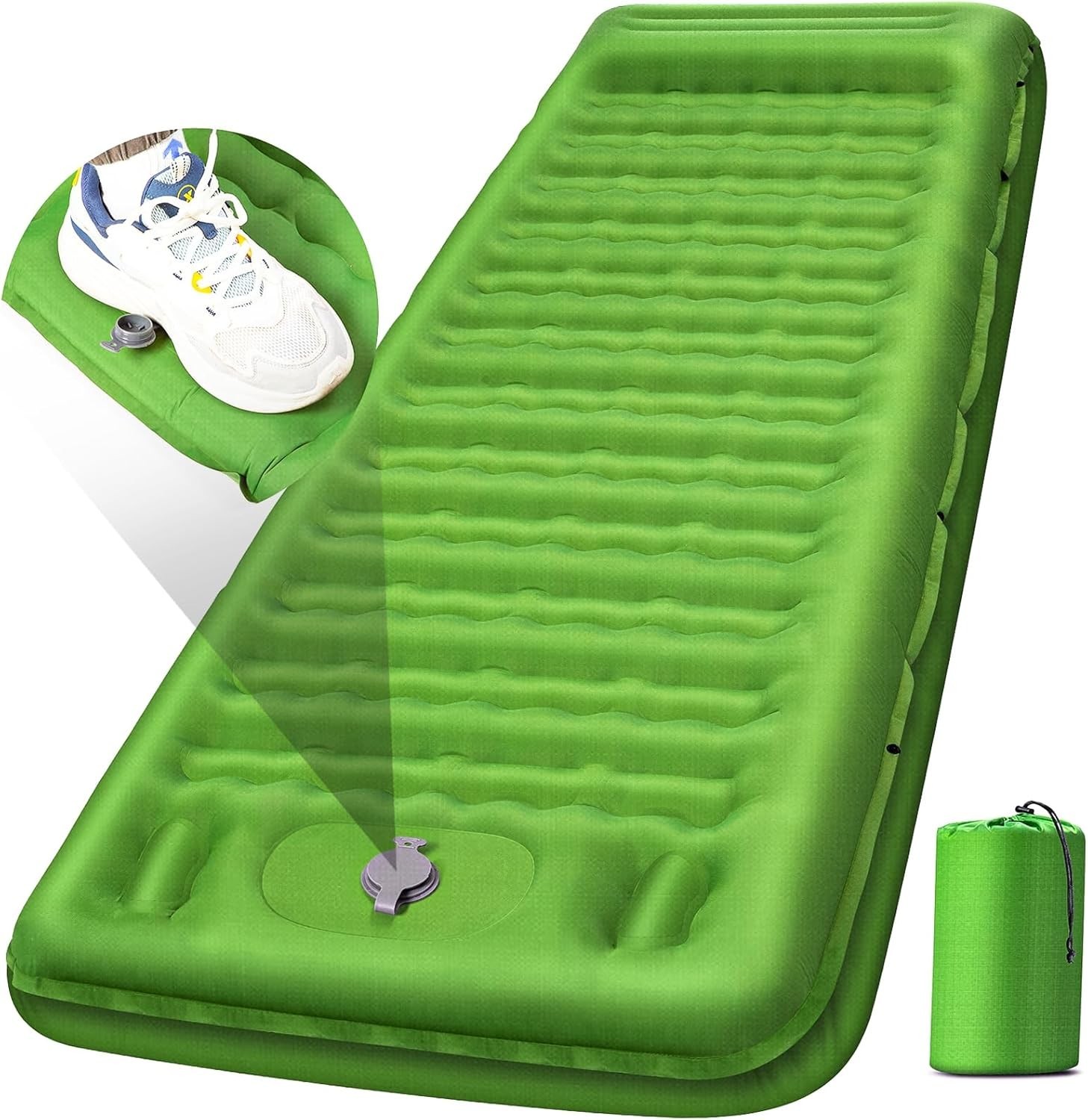 Double Sleeping Pad Camping, Self Inflating 6” Extra-Thick 2 Person Pillow Buil