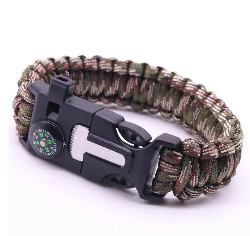 Paracord Survival Bracelet 3 Pack – Compass Flint Whistle Fire Starter
