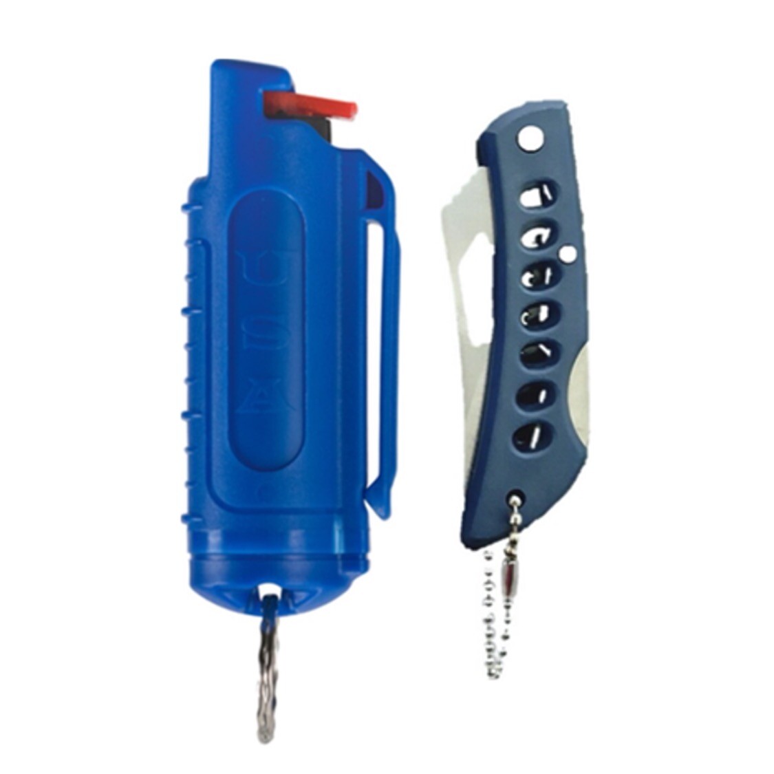 Police Magnum pepper spray .50oz blue molded keychain pocket knife self defense