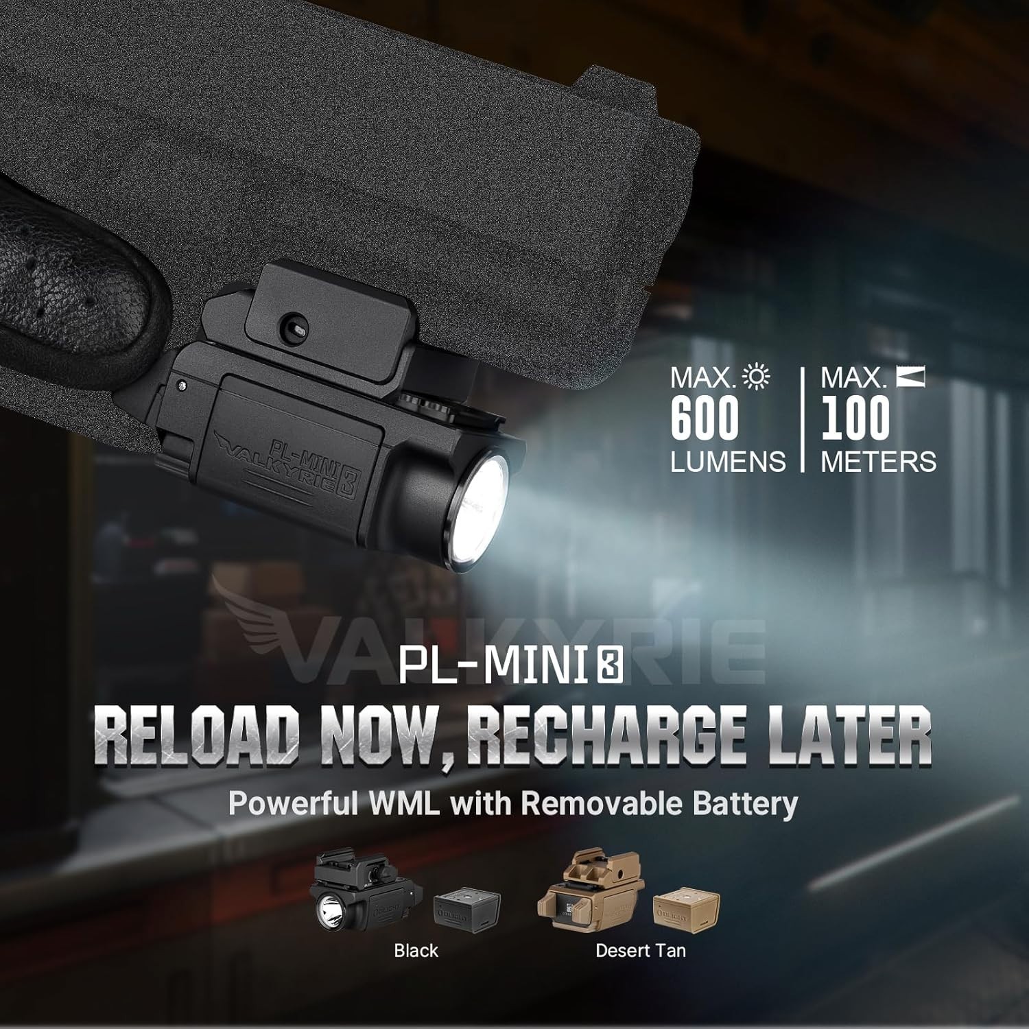 Olight PL-MINI 3 Valkyrie 600 Lumen Rechargeable Rail Mount Flashlight (Black)