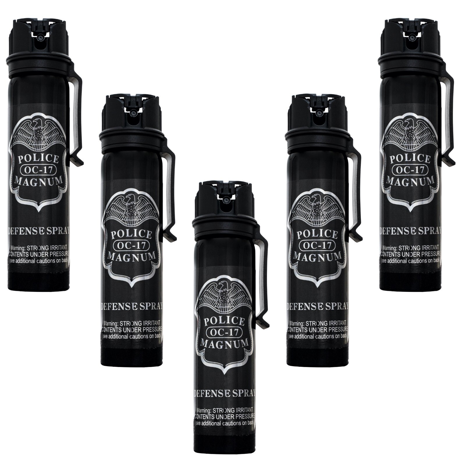 5 POLICE MAGUM OC Pepper Spray Defense 5oz Flip Top Belt Clip Stream Protection