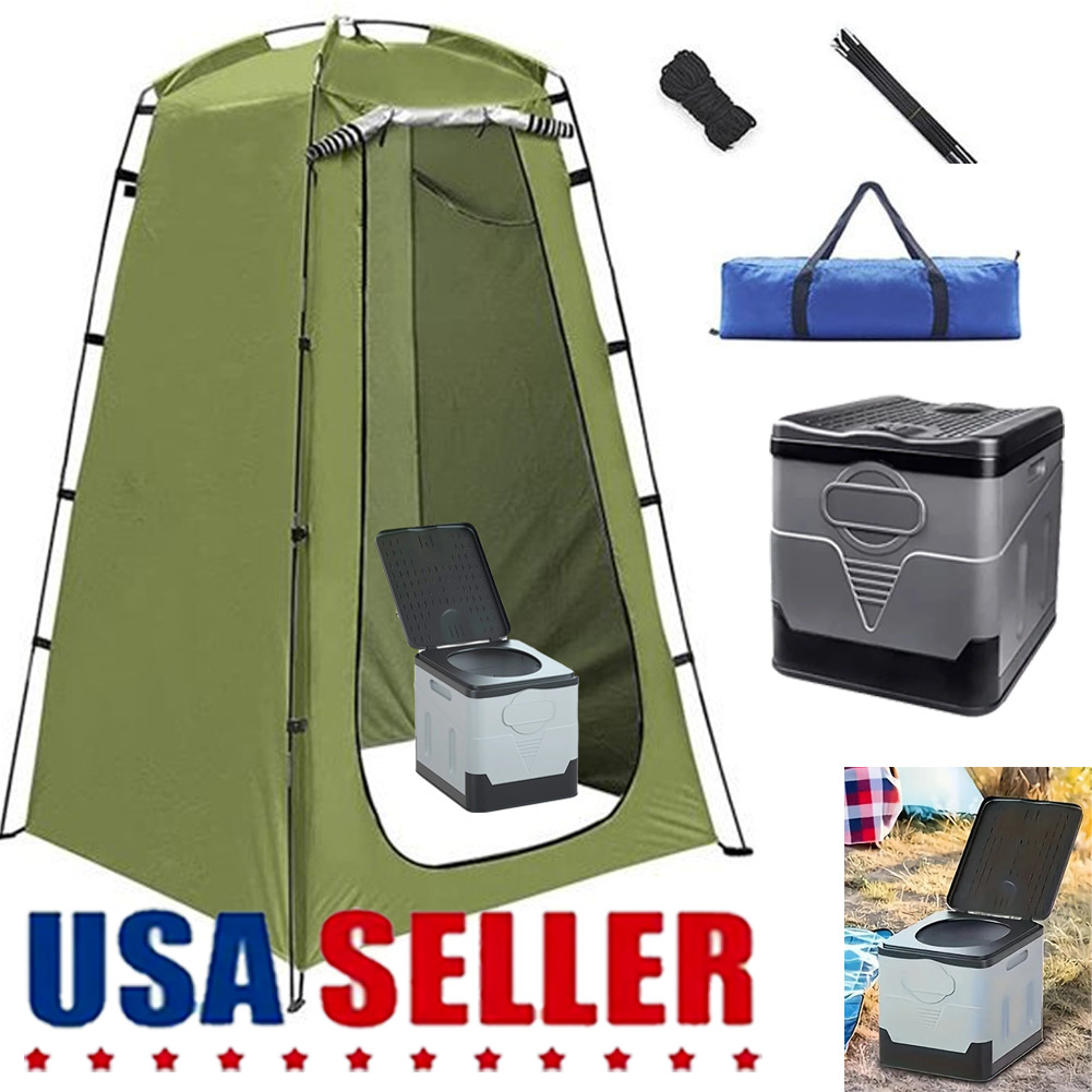 Portable Toilet Kit Adults, Pop Up Privacy Tent, X Large Camping Folding Toilet,
