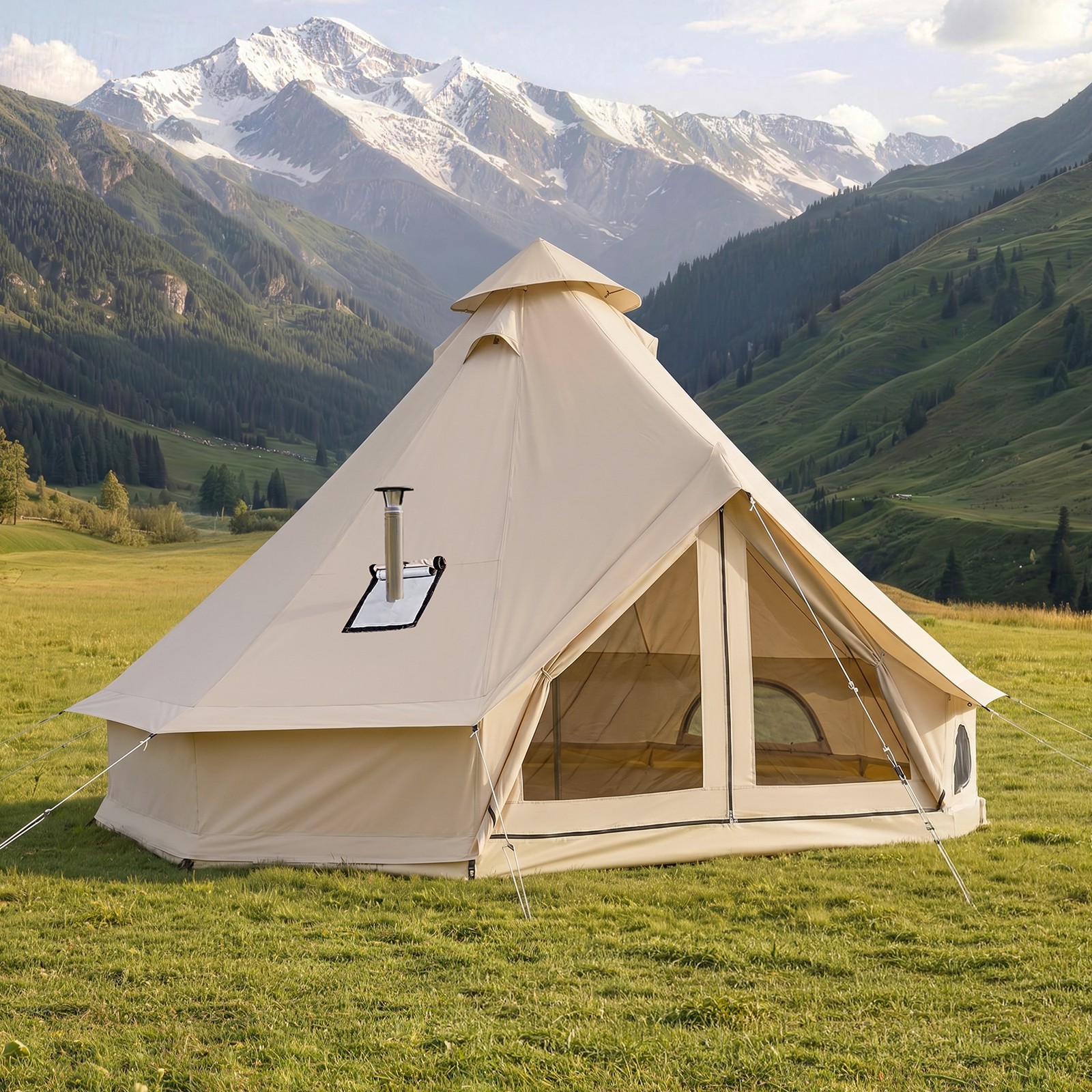 VEVOR Oxford Bell Tent 4 m/13.12 ft Waterproof Camping Yurt Tent with Stove Jack