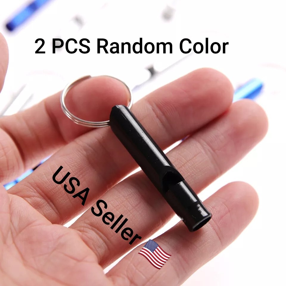2PC Mixed Colorful Aluminum Survival Metal Whistle Self Defense Keychain Outdoor
