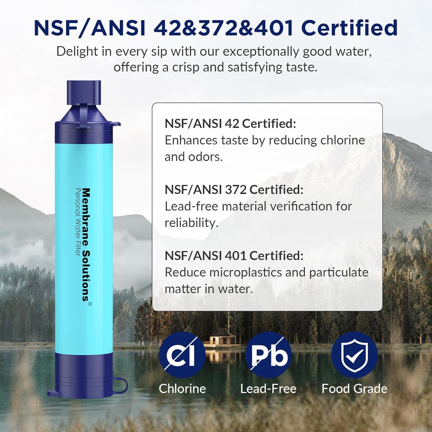 Personal Water Filter Straw Purifier 4-Stage,for Hiking Emergency Survival,3PACK