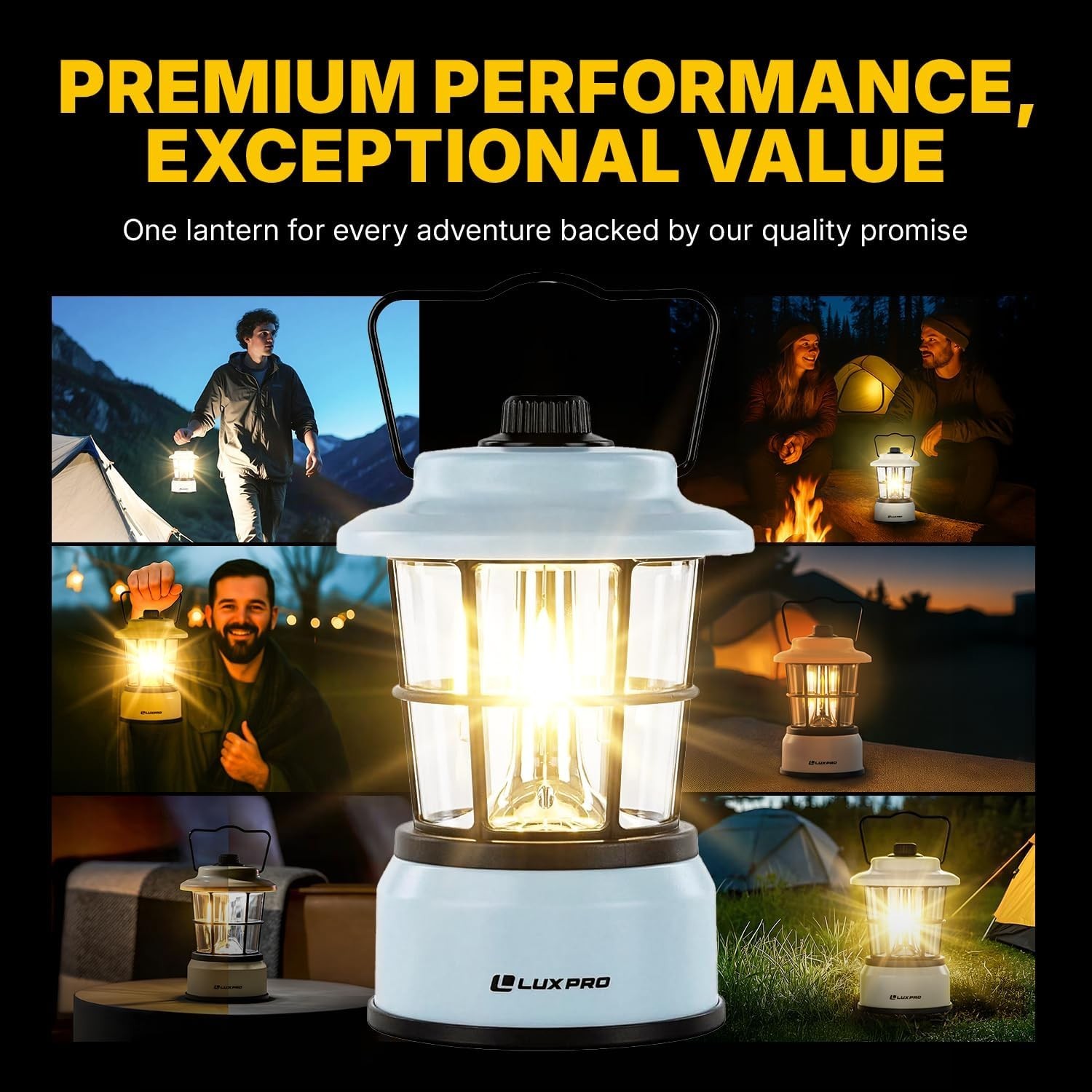 LUXPRO Retro Lantern LP1535 Battery-Powered Emergency Water-Resistant Hiking LED