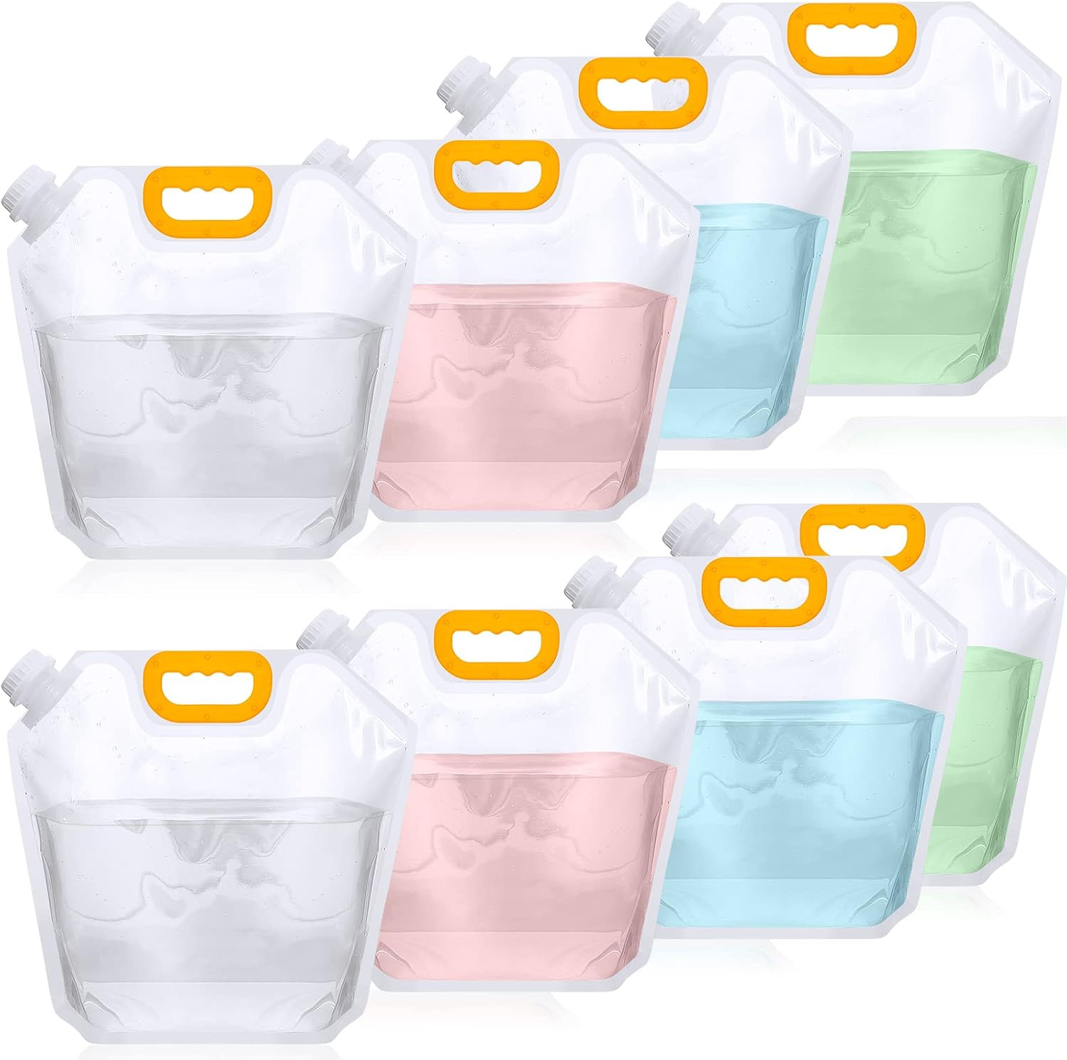 8 Pack 1.3 Gallon Collapsible Water Storage Bag, Camping Water Jug, Portable Pla