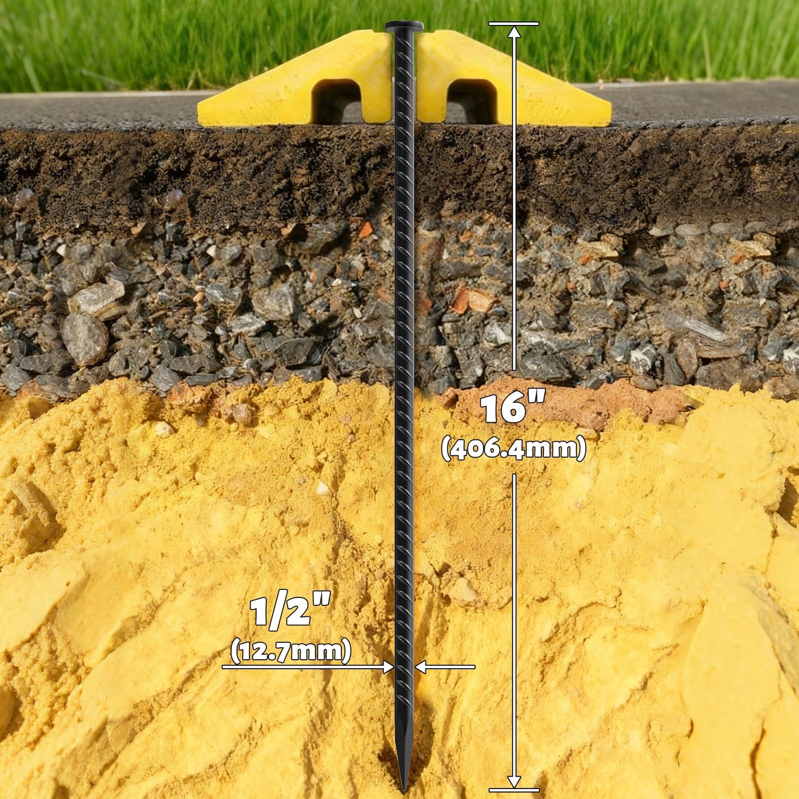 16 Inch Rebar Stakes 16 Pack – 1/2 Inch Dia Galvanized Steel Ground Anchors |…
