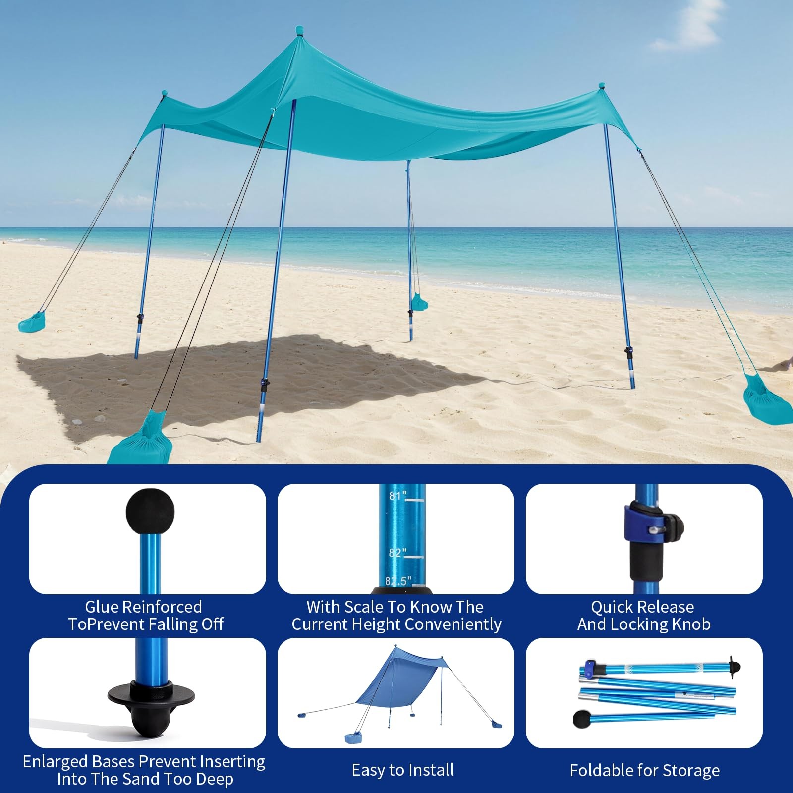 Crown Shades 7X7 Beach Tent Sun Shelter Easy Pop Up Beach Canopy Shade Upf50 4