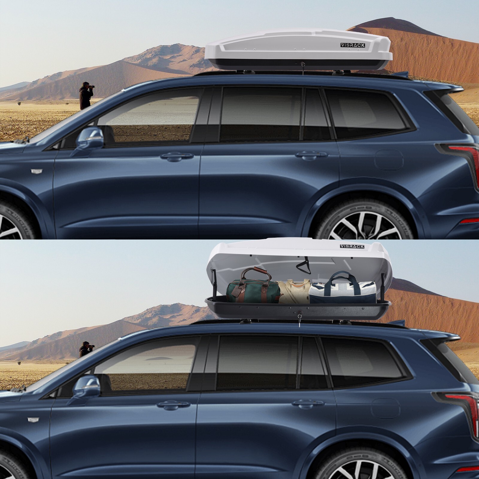 15 Cu. Ft. ABS Car Roof Top Box Cargo Luggage Carrier 2 Locks Toolless Install