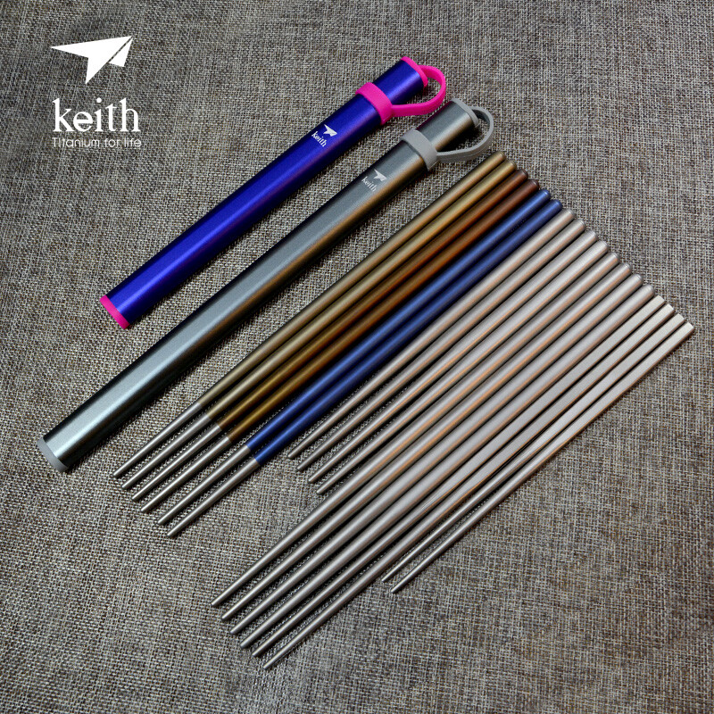 Keith Titanium Ti5622 Hollow Square Handle Chopsticks (Shipped from CA USA)