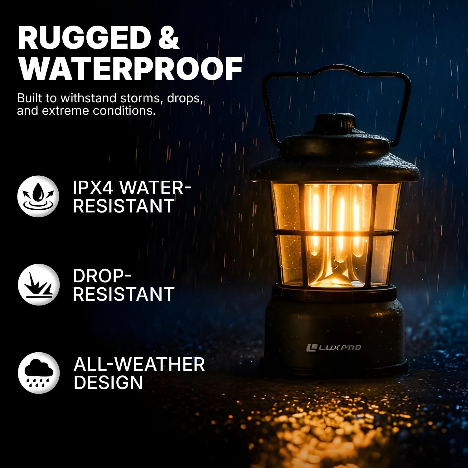 LUXPRO Retro Lantern LP1535 Battery-Powered Emergency Water-Resistant Hiking LED