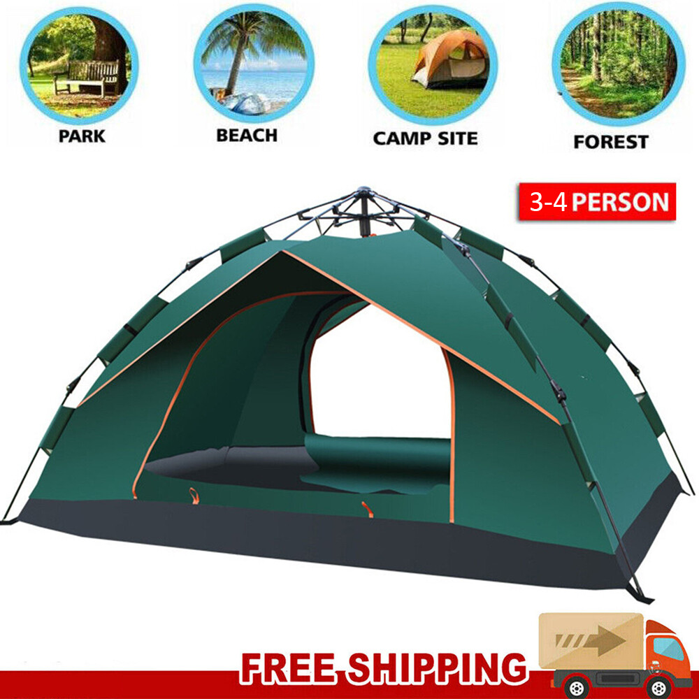 3-4 Person Pop Up Tents Waterproof Windproof Instant Tent for Camping Hiking US