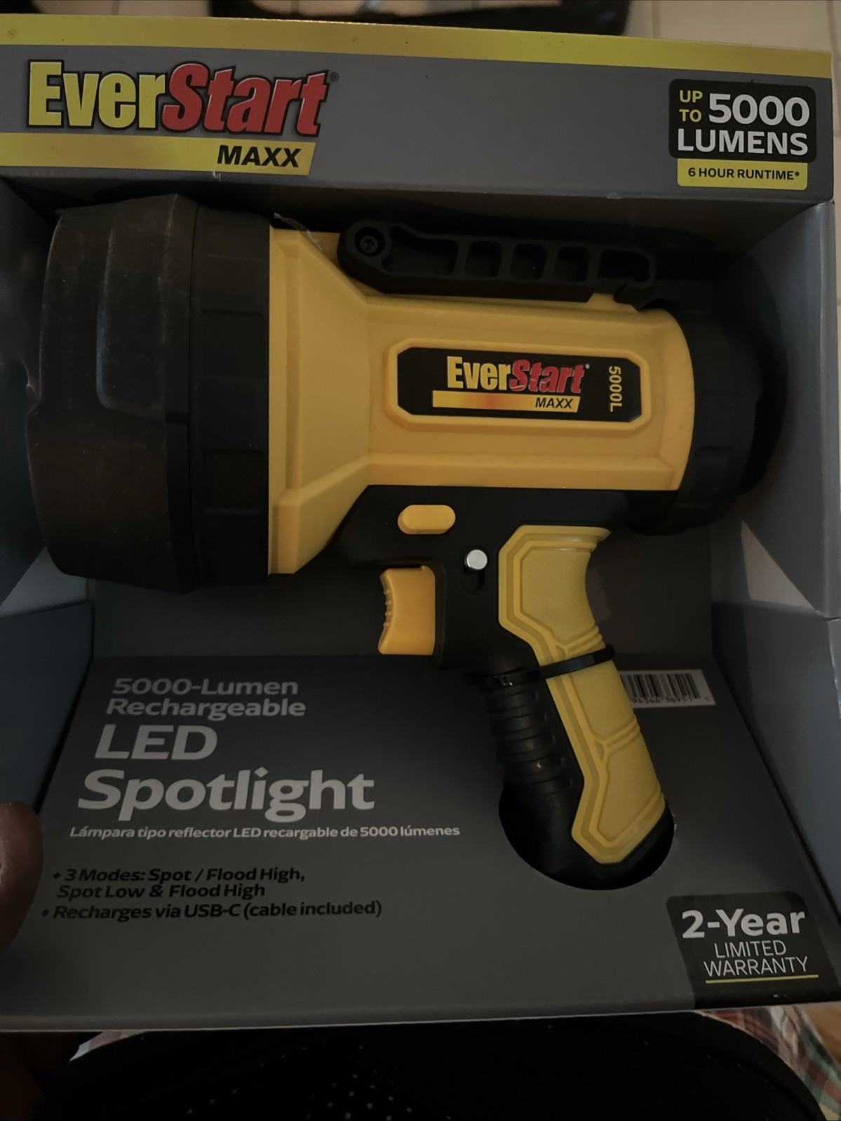 EverStart Maxx Rechargeable Lithium battery LED Spotlight 5000 Lumens!! BRIGHT!