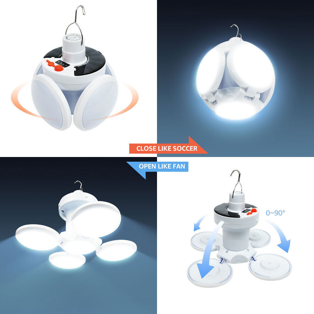 Rechargeable Solar LED Bulb Light USB Portable Outdoor Garden Camping Tent Lamp