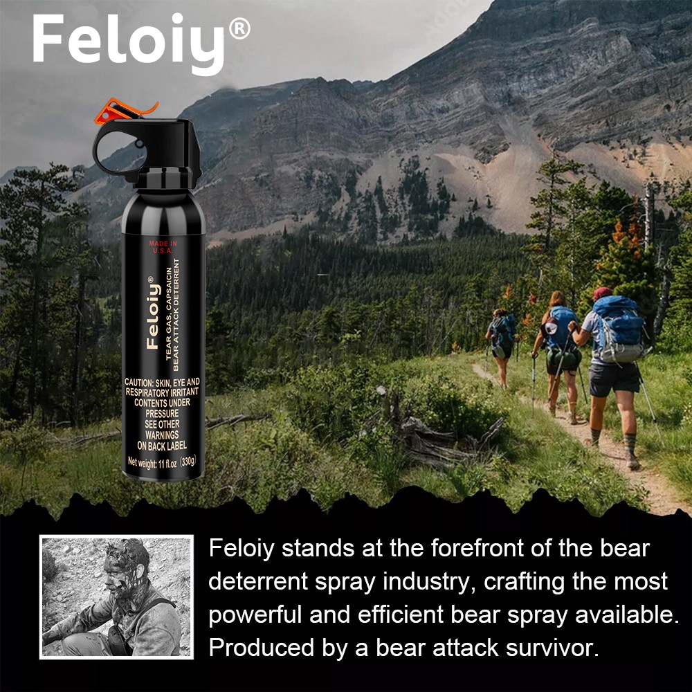2 Pack Feloiy Bear Repellant Self Defense Spray – 11 oz Bear Attack Deterrent