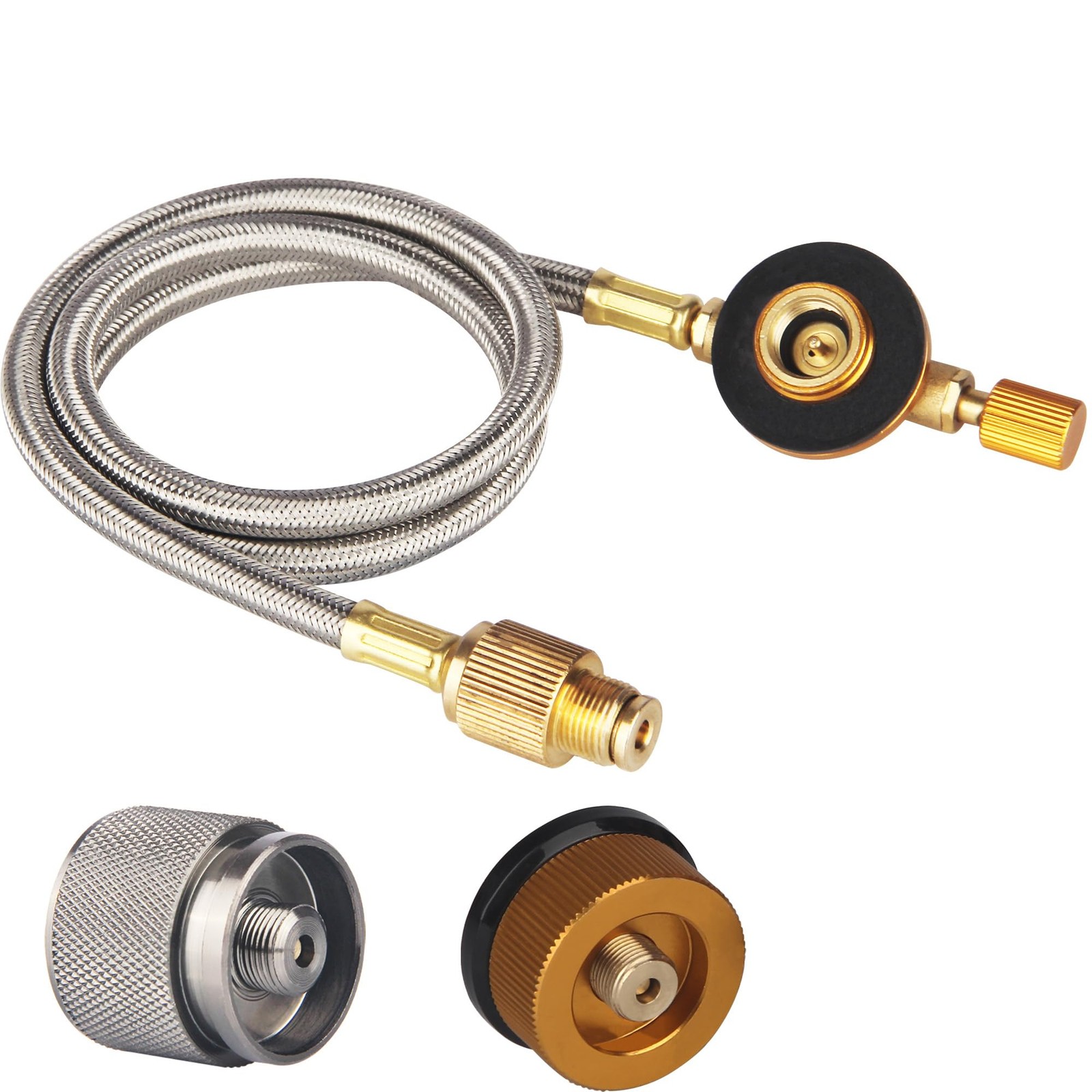 2 Feet Gas Adapter Extension Braided Hose Propane Butane Isobutane Small Tank