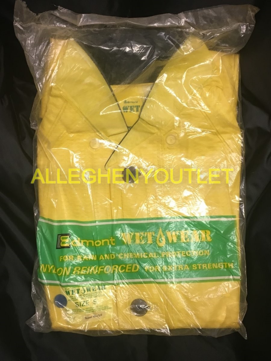 Edmont Wet Wear HEAVY DUTY Rain & Chemical Jacket No Hood Yellow Small NEW