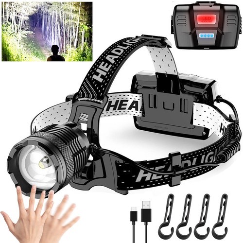 9900000LM Super Bright LED Headlamp Rechargeable Motion Sensor 30W LED Head Lamp