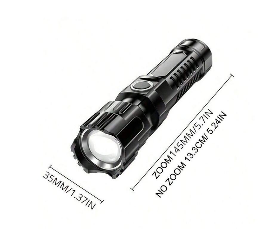1pc Super Bright USB Rechargeable Flashlight, Wide Beam, Handheld, Outdoor Torch