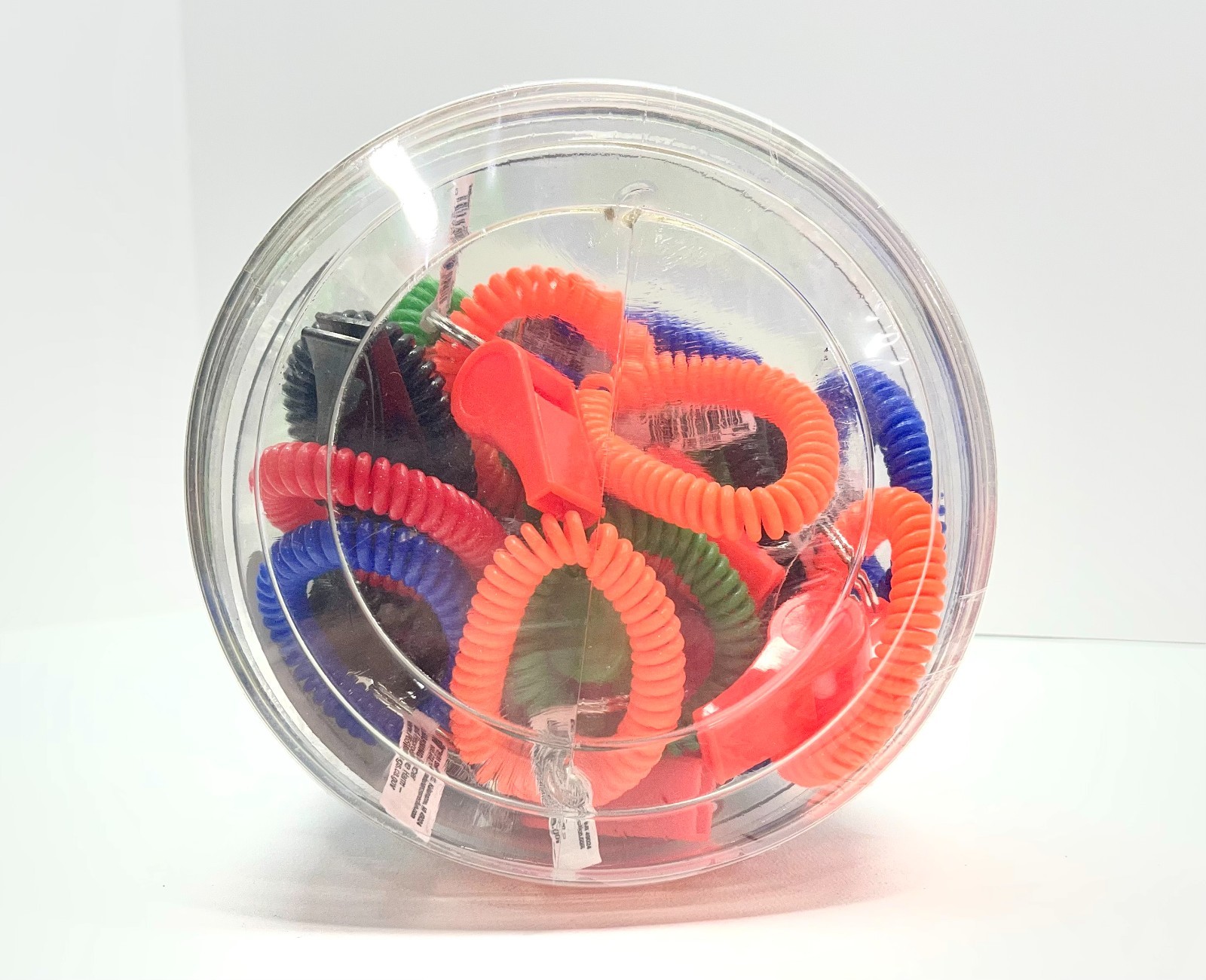 NEW – Hy-Ko 20pc. Wrist coil with Plastic Whistle, Emergency Alert, KB352-BKT