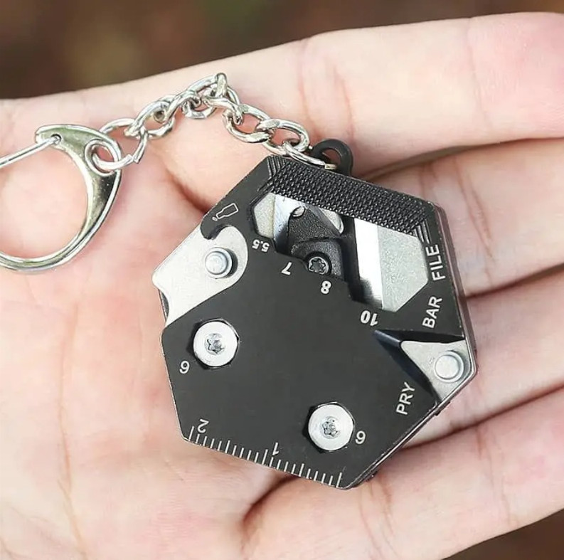 1pc Multifunctional Hexagon Coin Tool Keychain Knife Screwdriver Pocket Gear